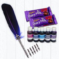 Exclusive Calligraphy Quill Set with Ink n Chocolates to Chittaurgarh