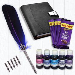 Marvelous Calligraphy Quill Set with Ink n Chocolates to Kanjikode