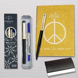 Appealing Parker Pen with Diary Planner and Visiting Card Holder Combo to Perintalmanna