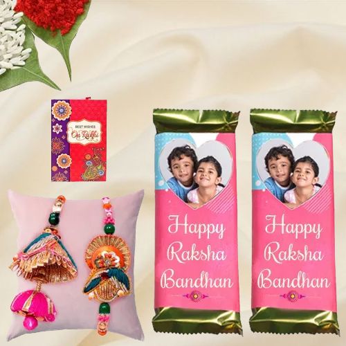 Premium Combo of Rakhi Gift for Brother and Bhabhi and Kids with Resin