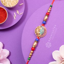 Graceful Peacock Design Kundan Rakhi