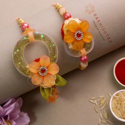 Graceful Floral Bhaiya Bhabhi Rakhi Set