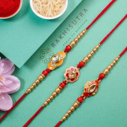 Set of 3 Beautiful Kundan Rakhi