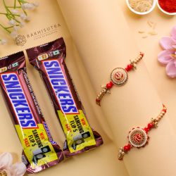 Elegant Punjabi Rakhi Set N Snickers Combo