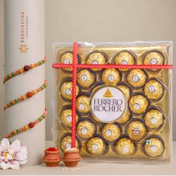 Beautiful Rudraksh Rakhi N Ferrero Rocher Treat