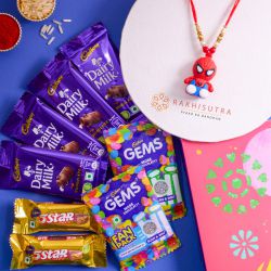 Fancy Spiderman Rakhi N Cadbury Celebrations Combo to India