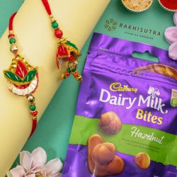 Traditional Zardosi Bhai Bhabhi Rakhi N Cadbury Bites Gift