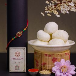 Elegant Rakhi Gift Set with Rasgulla