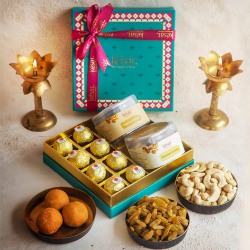 Exotic Treat Box of Dried Fruits with Chana Badam Laddoo from Kesar to Muvattupuzha