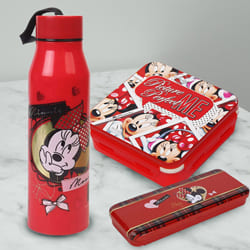 Lovely Combo of Minnie Mouse Sipper Bottle, Pencil n Tiffin Box to Cooch Behar