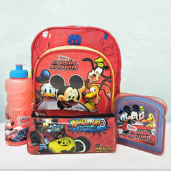 Wonderful Mickey Mouse Backpack, Lunch Box N Sipper Bottle Combo to Cooch Behar