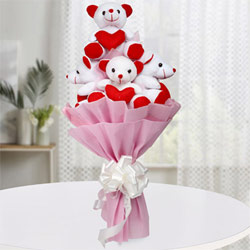 Marvelous Bouquet of Teddy with Hearts to Ambattur