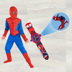 Marvelous Spiderman Projector Watch N Spiderman Costume for Kids to Tirur