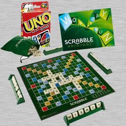 Marvelous Scrabble Board Game N Uno Card Game from Mattel to Cooch Behar