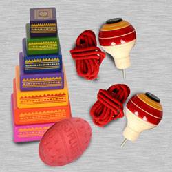 Marvelous Seven Stone Game with 2 Pairs of Spinning Top to Nipani