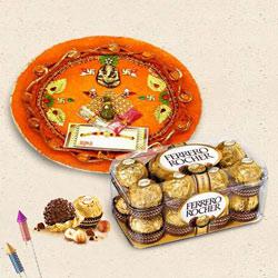 Exquisite Combo of Ferrero Rocher N Pooja Thali to Cooch Behar