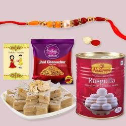 Stylish Rakhi with Sweets n Bhujia from Haldirams to India