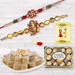 Ethnic Rakhi Pair with Kaju Katli n Ferrero Rocher to Usa-rakhi-chocolates.asp