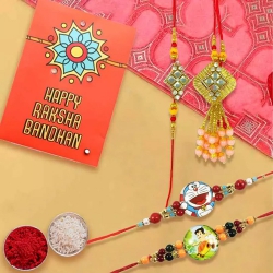 Breathtaking Set of Family Rakhi with Roli Chawal n Card to Usa-rakhi-for-kids.asp