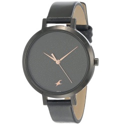 Fantastic Fastrack Leather Strap Black Dial Womens Watch to Alwaye