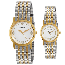 Stunning Sonata Analog Multi-Color Dial Couple Watch to India