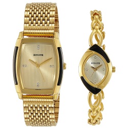 Awesome Sonata Analog Gold Dial Watch Set of 2 to Sivaganga
