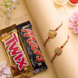 Admirable Ganesha N Kundan Rakhi Set N Choco Treat to World-wide-rakhi-chocolates.asp