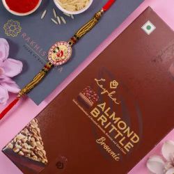 Stylish Ganesh Rakhi N Loyka Almond Brittle Brownie Combo to Rakhi-to-world-wide.asp