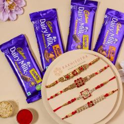 Beautiful AD Rakhi Set N Cadbury Chocolate Combo to Rakhi-to-world-wide.asp