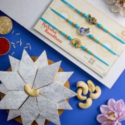 Gorgeous Peacock Rakhi Set N Kaju Katli Combo to Rakhi-to-world-wide.asp