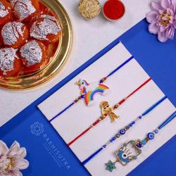 Premium Family Rakhi Set N Ghee Laddu Combo to Rakhi-to-world-wide.asp