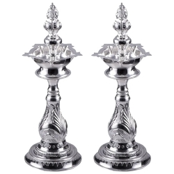 Puja Items - Silver Plated Lamp Set to Cooch Behar